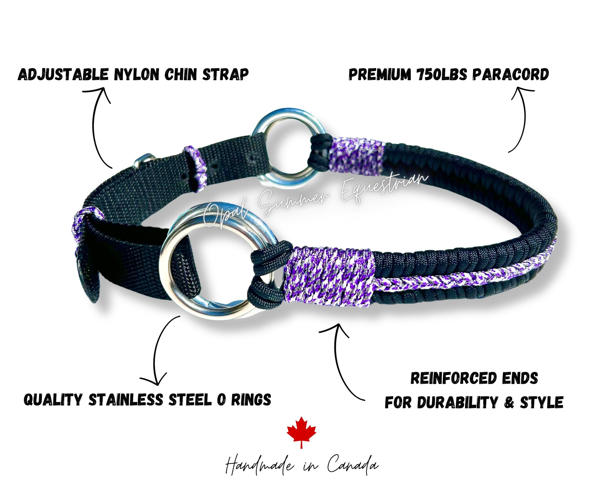 Hackamore, Bitless Noseband, Sidepull Bridle Attachment, Fancy Purple